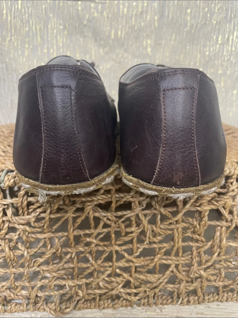 Earth Harmony Grounding Lace-Up Leather Shoes in Dark Brown Women Sz 40